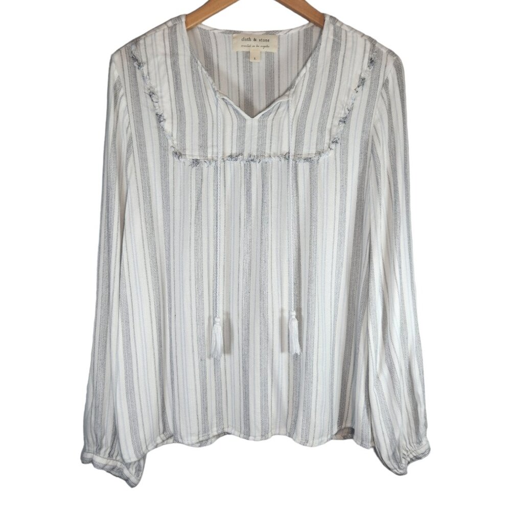 Cloth & Stone Stripe Tassel Top